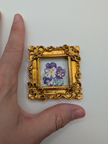 Mini Flower Painting - Original Watercolor Art by Lora Cavallin