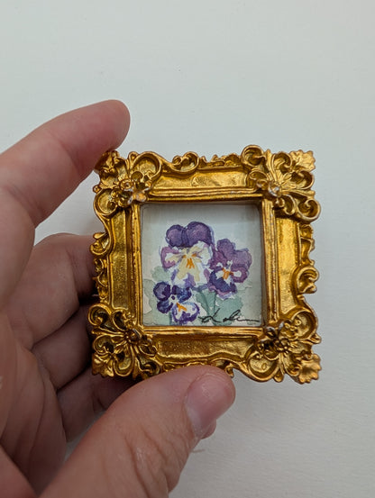 Mini Flower Painting - Original Watercolor Art by Lora Cavallin