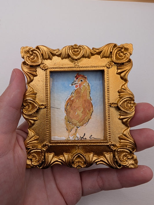 Mini Rooster Painting - Original Watercolor Art by Lora Cavallin