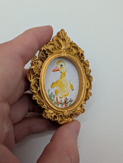 Mini Baby Duck Painting - Original Watercolor Art by Lora Cavallin