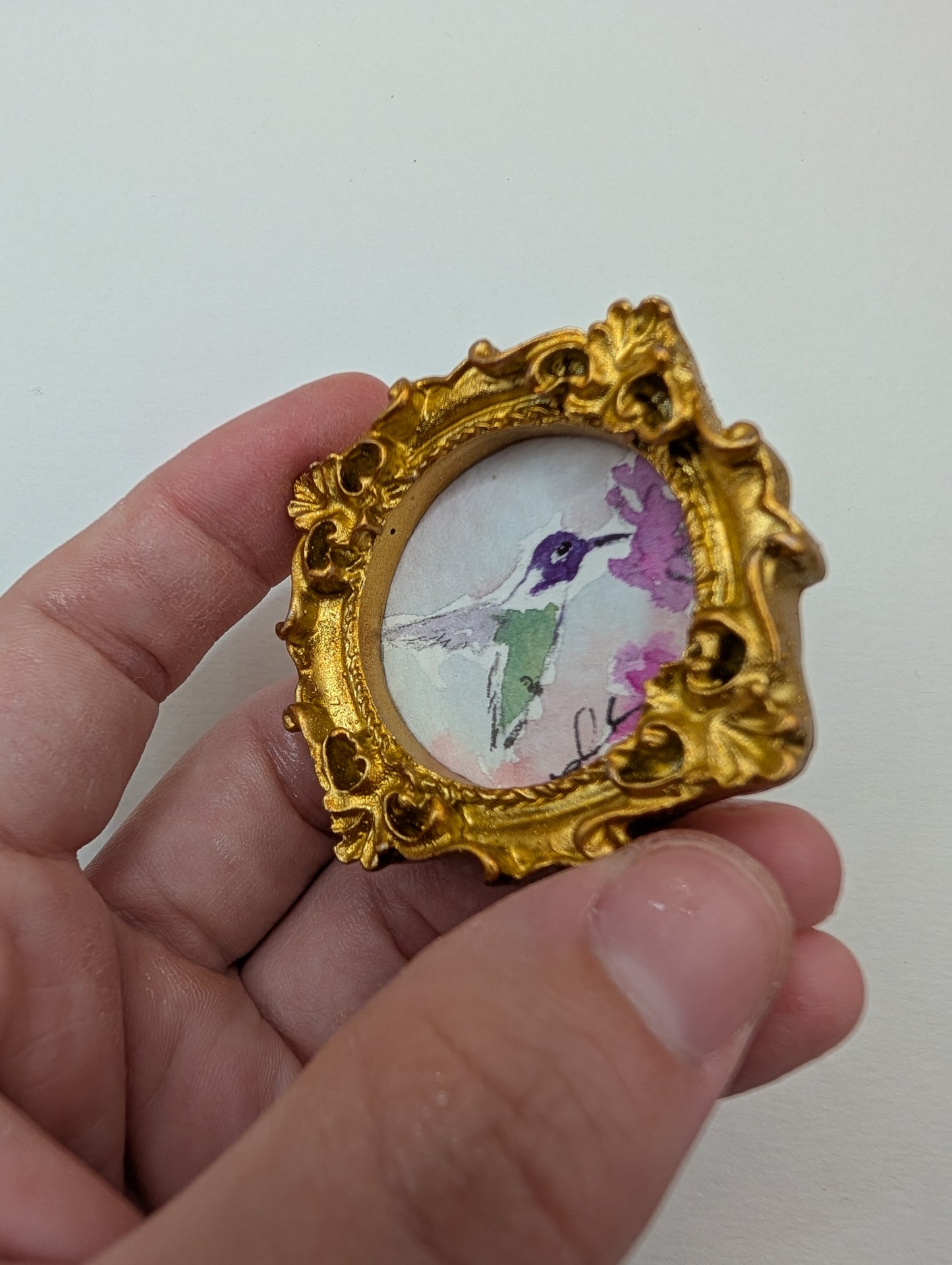 Mini Hummingbird Painting - Original Watercolor Art by Lora Cavallin