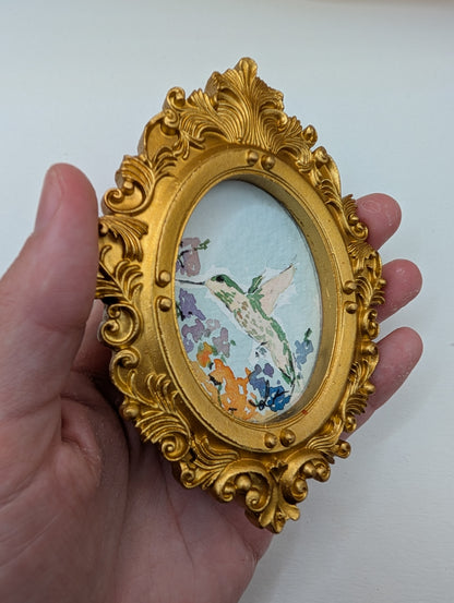 Mini Hummingbird Painting - Original Watercolor Art by Lora Cavallin