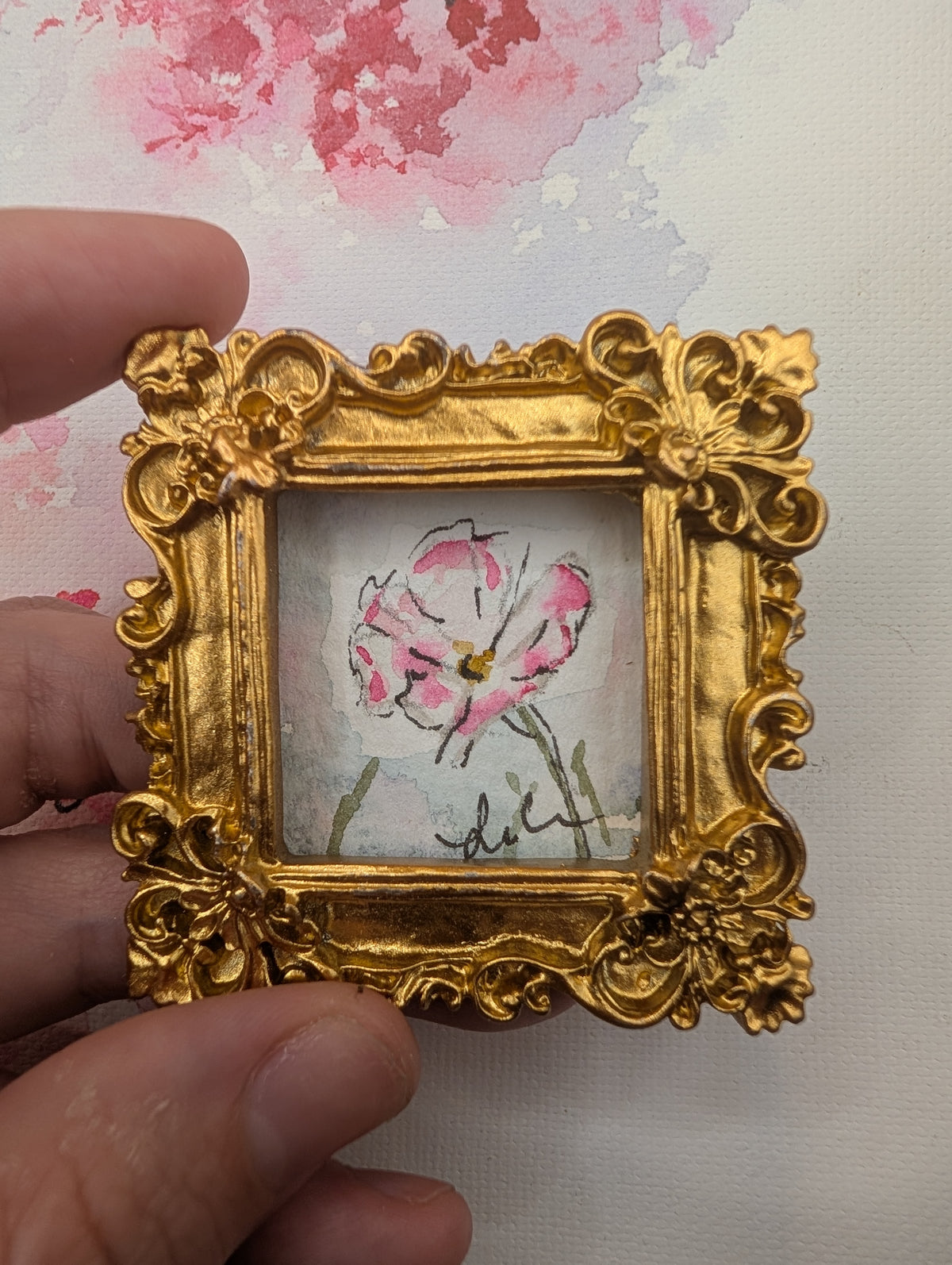 Mini Loose Flower Painting - Original Watercolor Art by Lora Cavallin