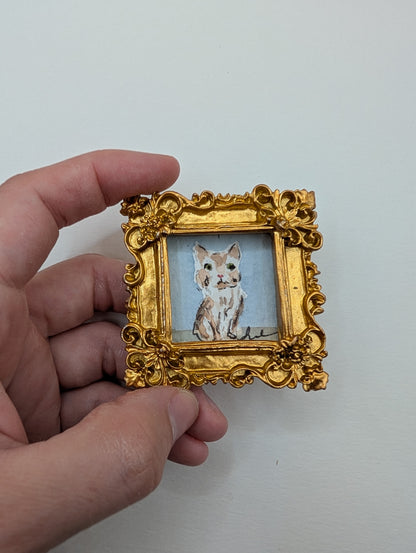 Mini Cat Painting - Original Watercolor Art by Lora Cavallin