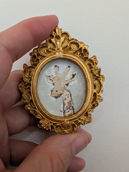 Mini Giraffe Painting - Original Watercolor Art by Lora Cavallin