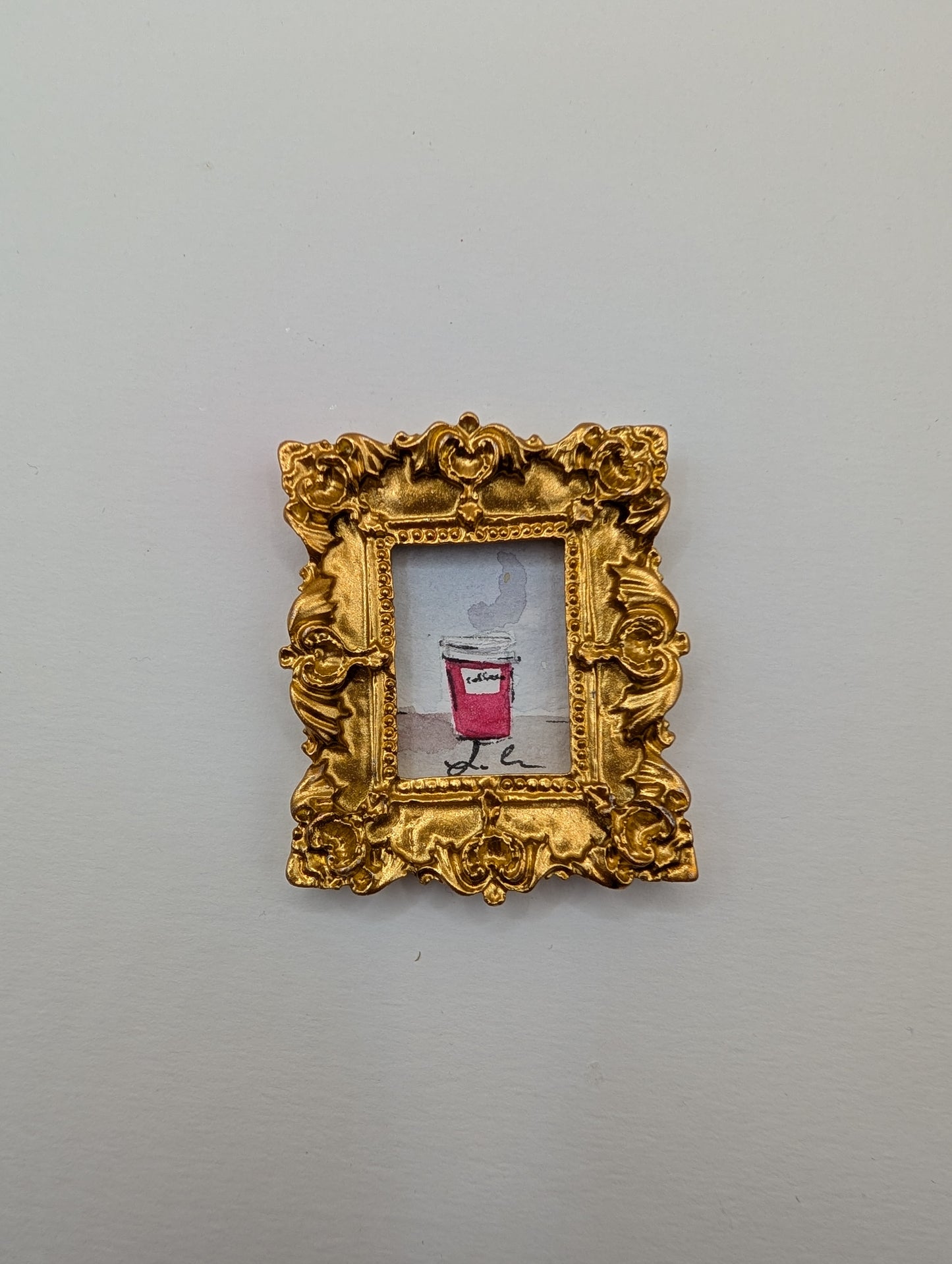 Mini Coffee Cup Painting - Original Watercolor Art by Lora Cavallin