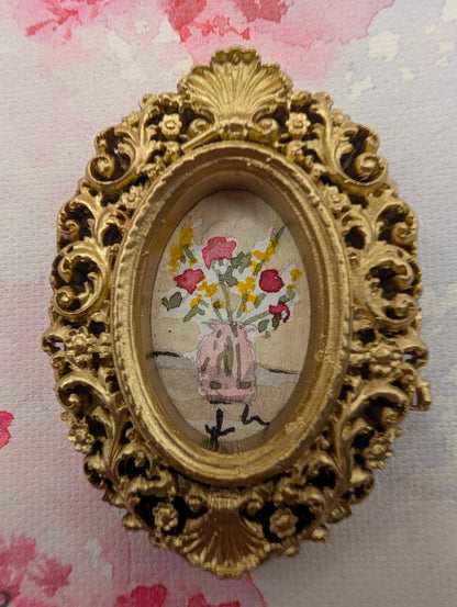 Mini Vase of Flowers Painting - Original Watercolor Art by Lora Cavallin