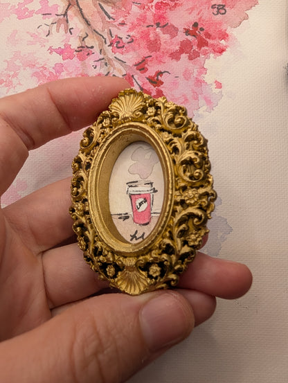 Mini Coffee Painting - Original Watercolor Art by Lora Cavallin