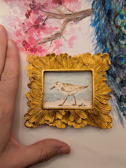 Mini Sandpiper Painting - Original Watercolor Art by Lora Cavallin