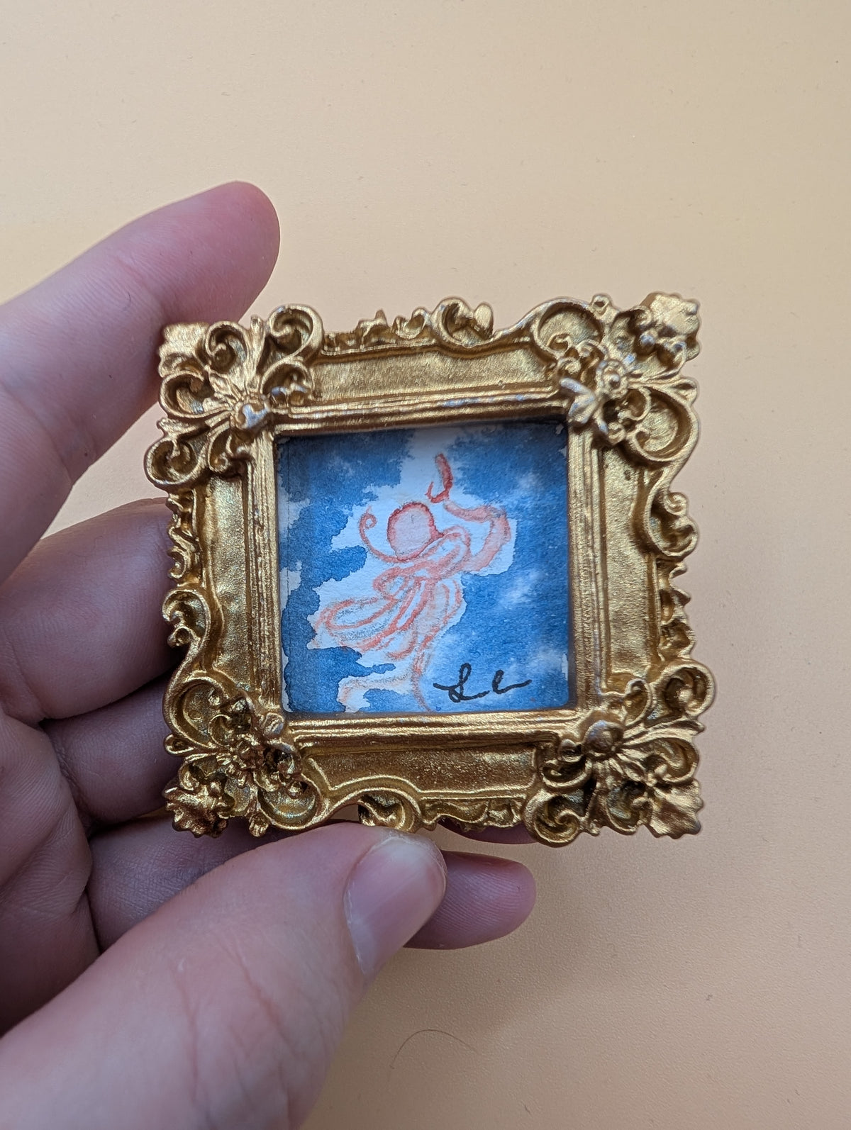 Mini Octopus Painting - Original Watercolor Art by Lora Cavallin