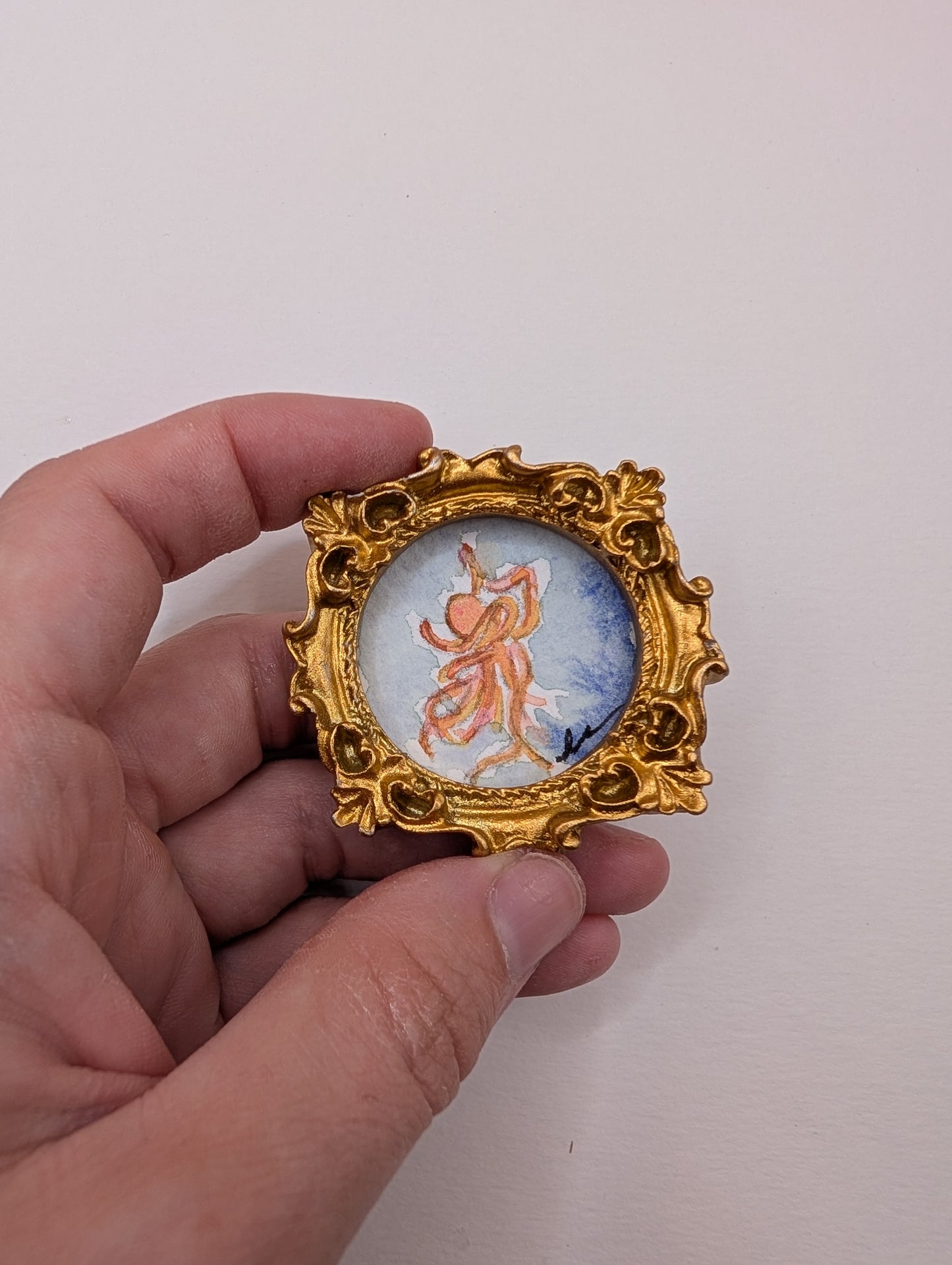 Mini Octopus Painting - Original Watercolor Art by Lora Cavallin
