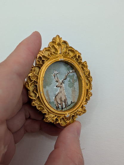 Mini Deer Painting - Original Watercolor Art by Lora Cavallin