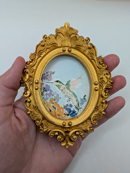 Mini Hummingbird Painting - Original Watercolor Art by Lora Cavallin