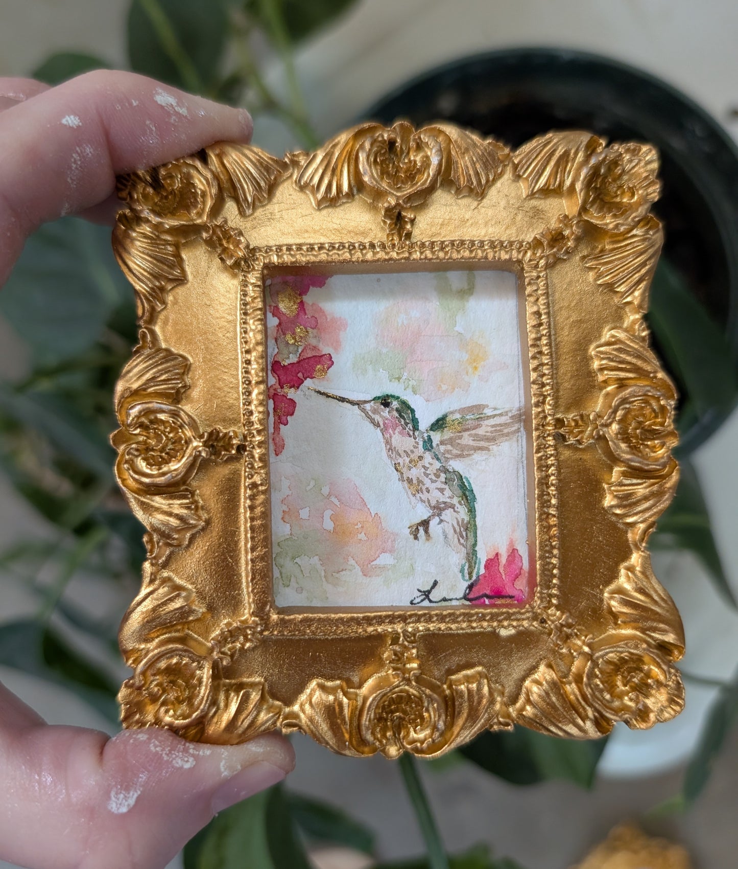 Mini Hummingbird Painting - Original Watercolor Art by Lora Cavallin