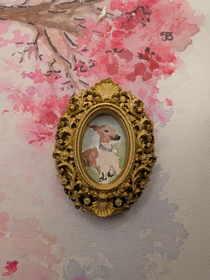 Mini Whippet Painting - Original Watercolor Art by Lora Cavallin