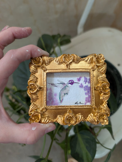 Mini Hummingbird Painting - Original Watercolor Art by Lora Cavallin