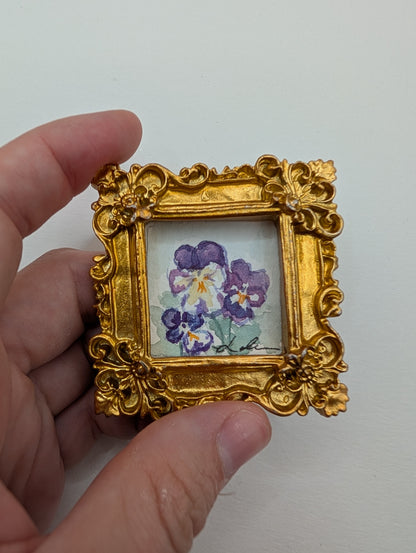 Mini Flower Painting - Original Watercolor Art by Lora Cavallin