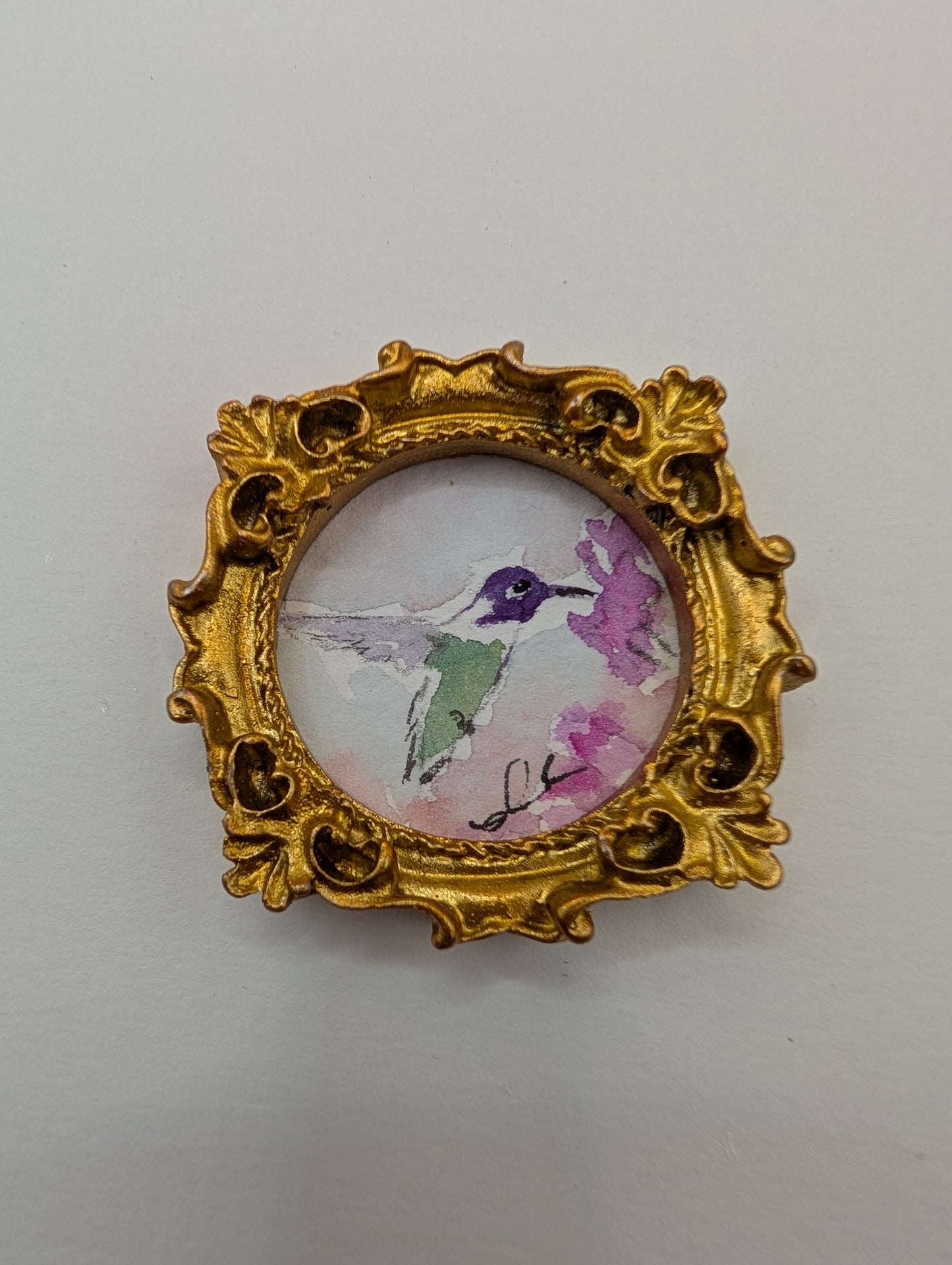 Mini Hummingbird Painting - Original Watercolor Art by Lora Cavallin