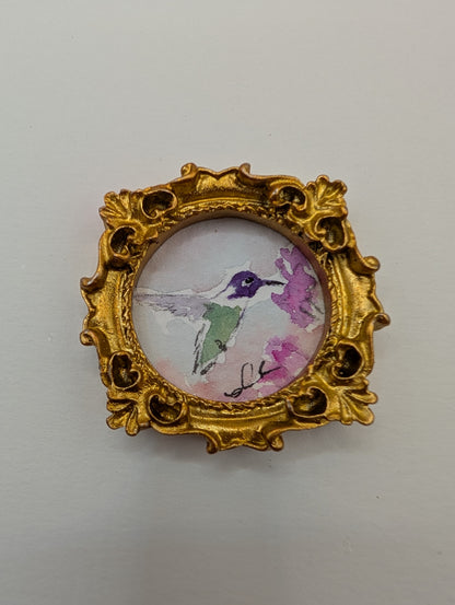 Mini Hummingbird Painting - Original Watercolor Art by Lora Cavallin