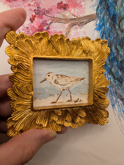 Mini Sandpiper Painting - Original Watercolor Art by Lora Cavallin