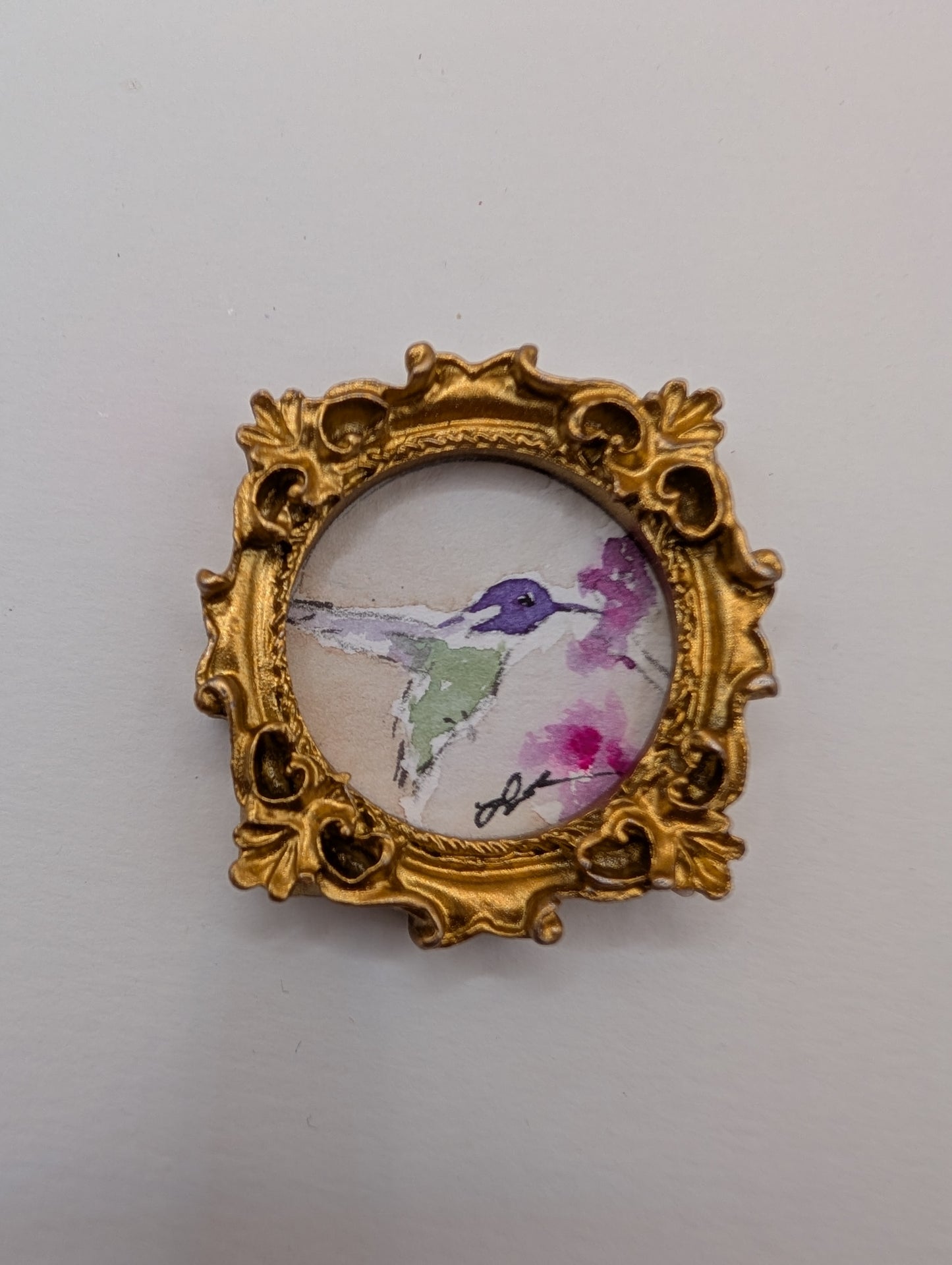 Mini Hummingbird Painting - Original Watercolor Art by Lora Cavallin