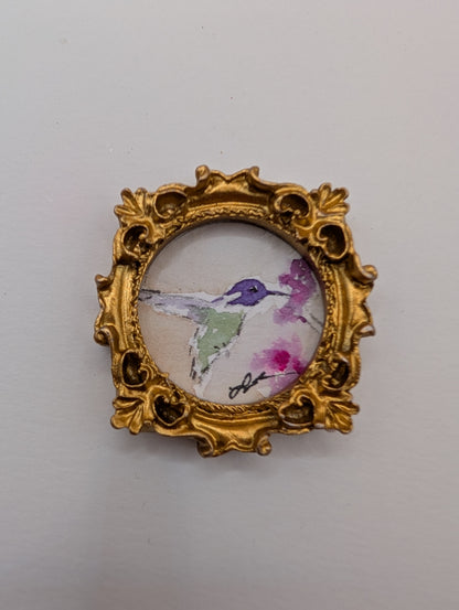 Mini Hummingbird Painting - Original Watercolor Art by Lora Cavallin