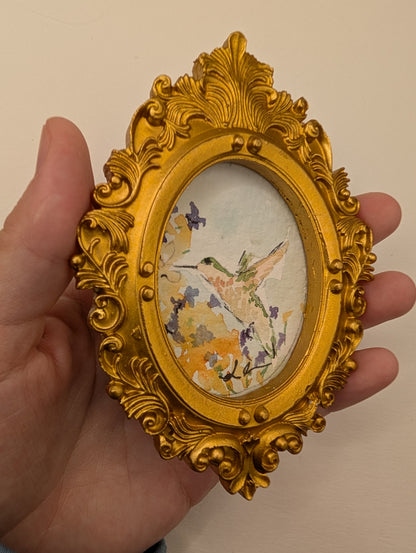 Mini Hummingbird Painting - Original Watercolor Art by Lora Cavallin