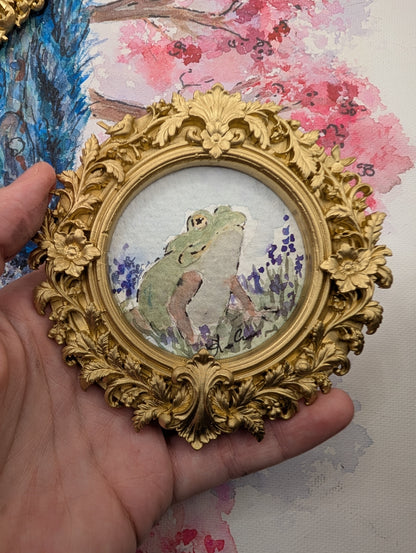 Mini Frog Painting - Original Watercolor Art by Lora Cavallin