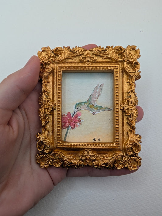 Mini Hummingbird Painting - Original Watercolor Art by Lora Cavallin