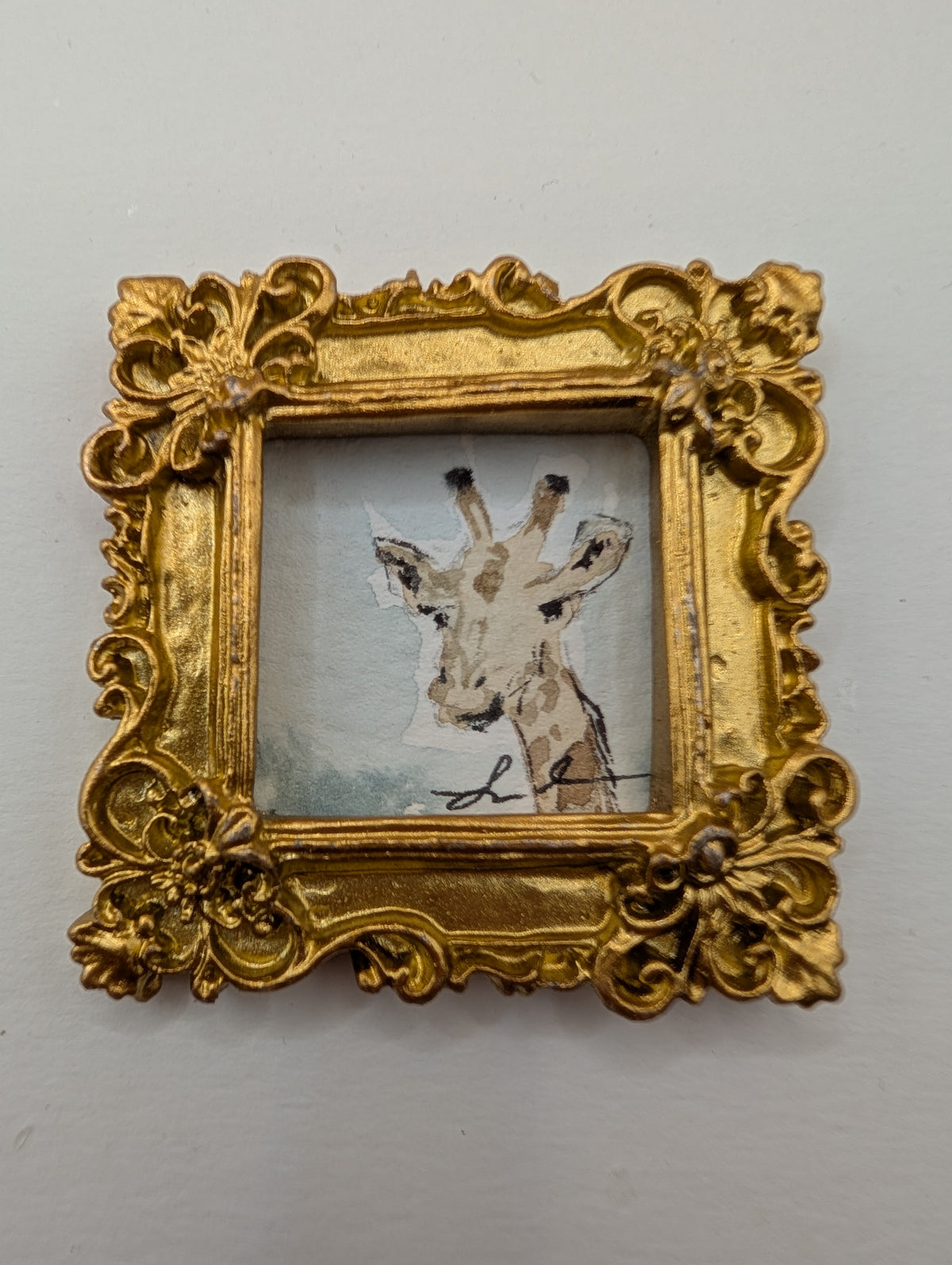 Mini Giraffe Painting - Original Watercolor Art by Lora Cavallin