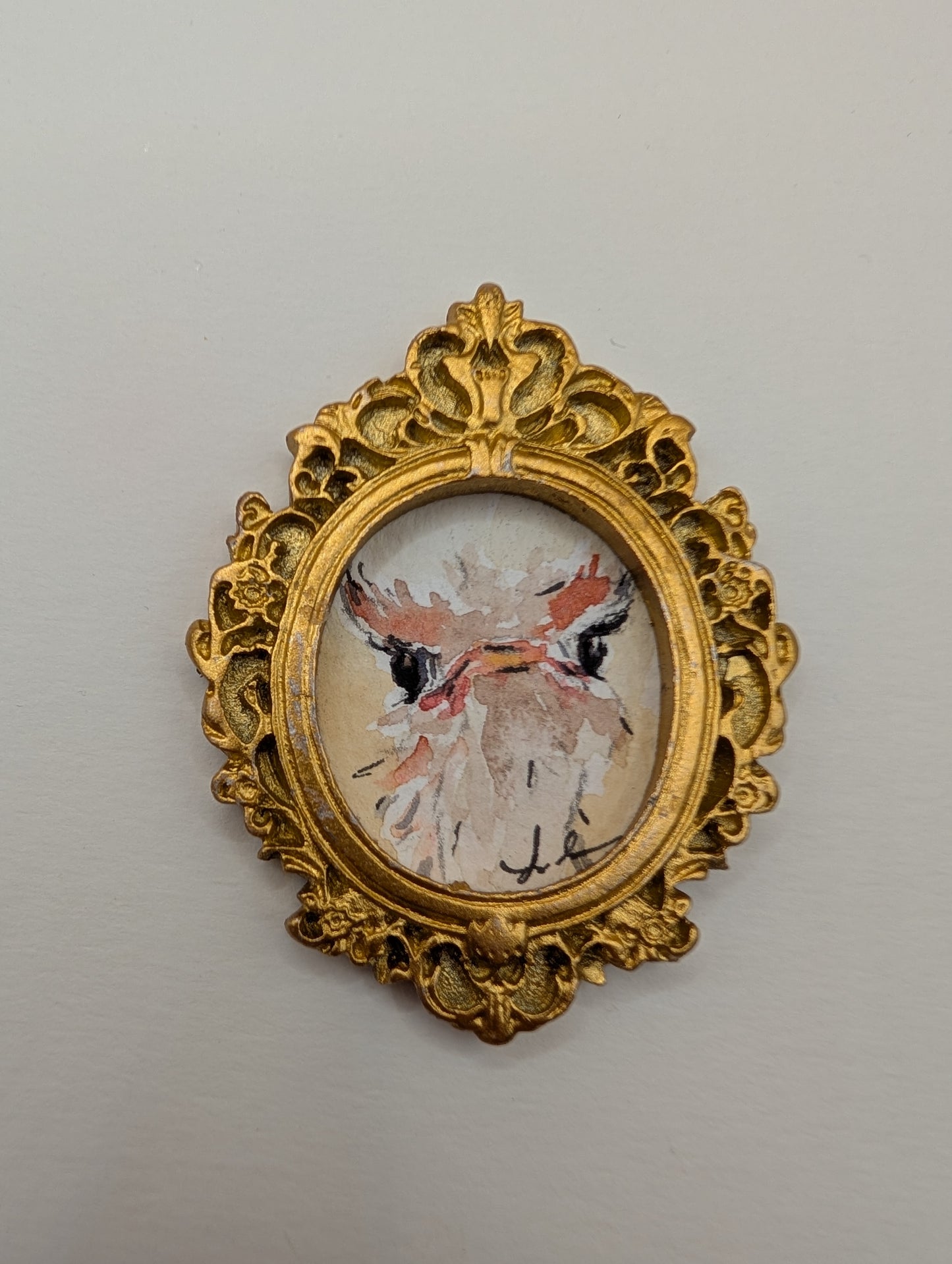Mini Ostrich Painting - Original Watercolor Art by Lora Cavallin