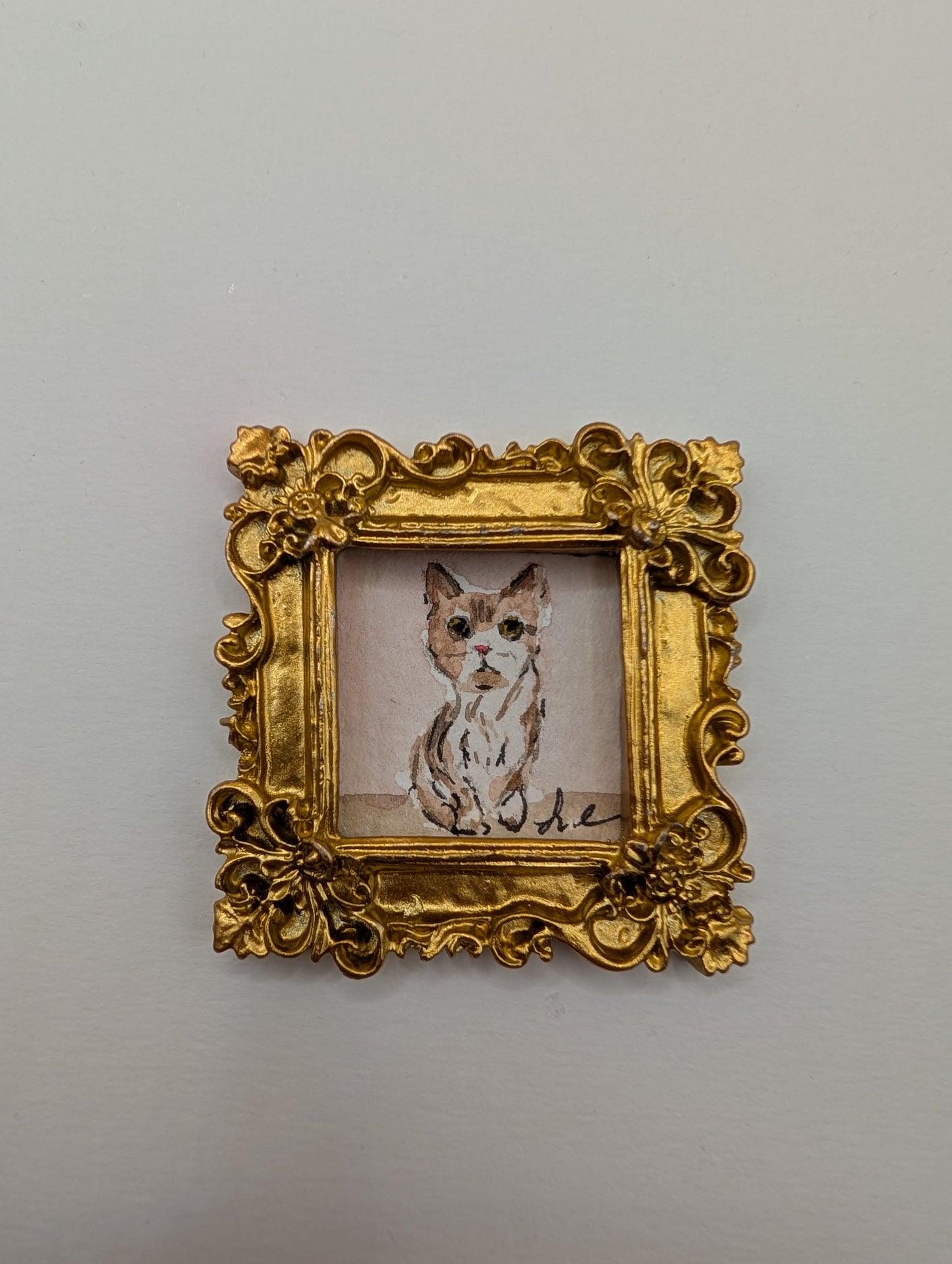 Mini Cat Painting - Original Watercolor Art by Lora Cavallin