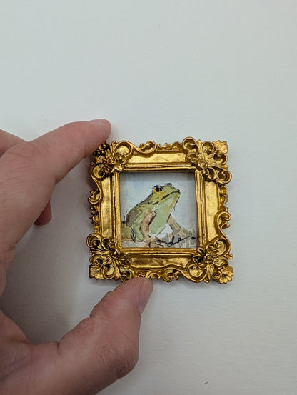 Mini Frog Painting - Original Watercolor Art by Lora Cavallin