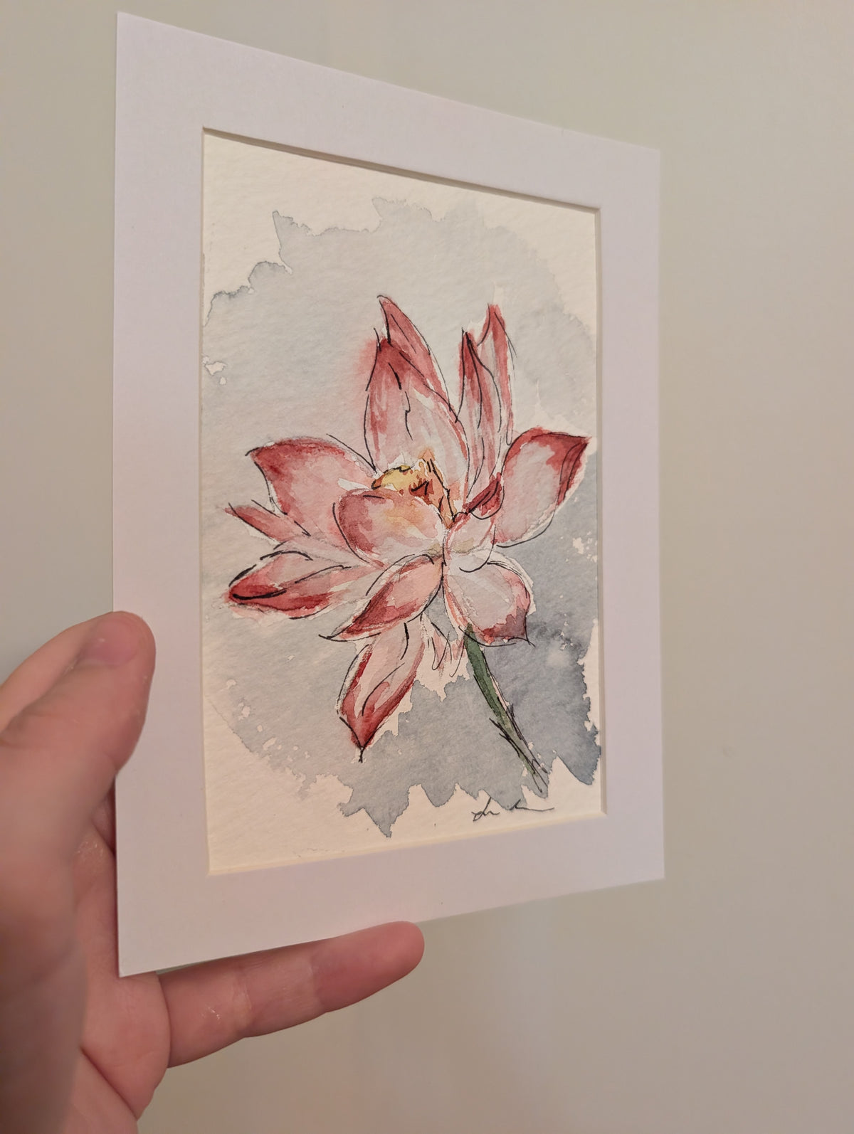 Floral Watercolor Painting - 4 x 6" - No Frame, Comes with Mat - Original Art by Lora Cavallin