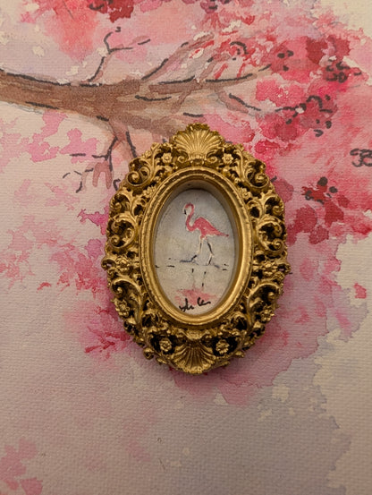 Mini Flamingo Painting - Original Watercolor Art by Lora Cavallin