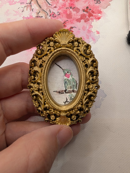 Mini Hummingbird Painting - Original Watercolor Art by Lora Cavallin