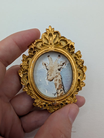 Mini Giraffe Painting - Original Watercolor Art by Lora Cavallin