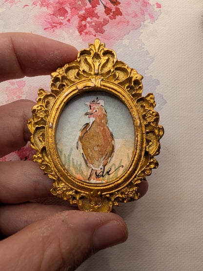 Mini Rooster Painting - Original Watercolor Art by Lora Cavallin