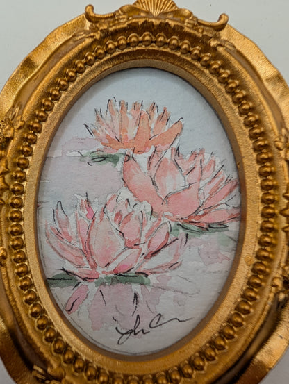 Mini Day Lily Painting - Original Watercolor Art by Lora Cavallin