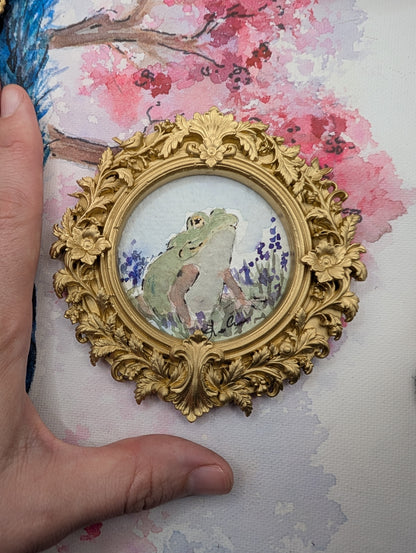 Mini Frog Painting - Original Watercolor Art by Lora Cavallin
