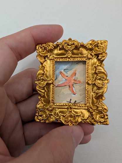 Mini Starfish Painting - Original Watercolor Art by Lora Cavallin