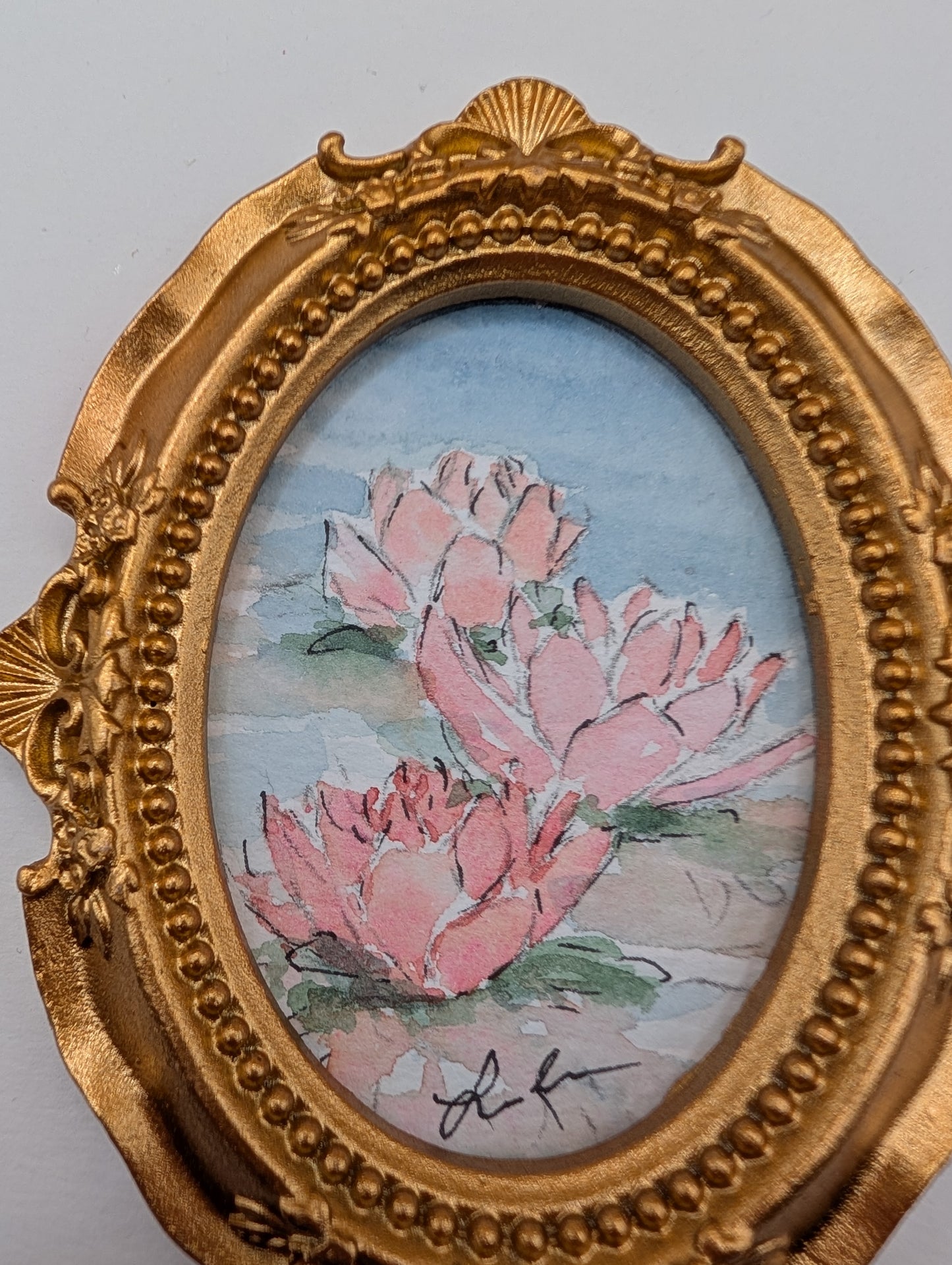 Mini Waterlily Painting - Original Watercolor Art by Lora Cavallin