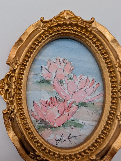 Mini Waterlily Painting - Original Watercolor Art by Lora Cavallin