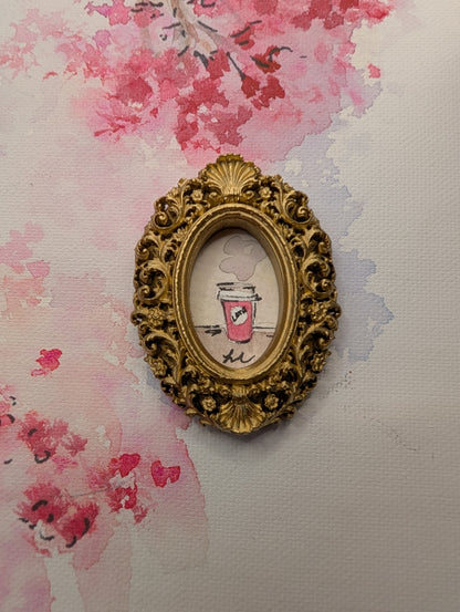 Mini Coffee Painting - Original Watercolor Art by Lora Cavallin