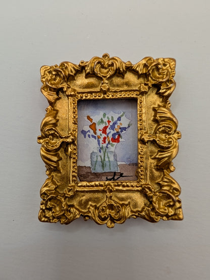 Mini Vase of Flowers Painting - Original Watercolor Art by Lora Cavallin
