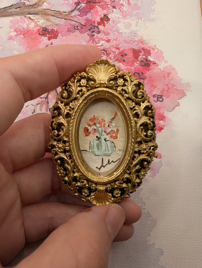 Mini Vase of Flowers Painting - Original Watercolor Art by Lora Cavallin