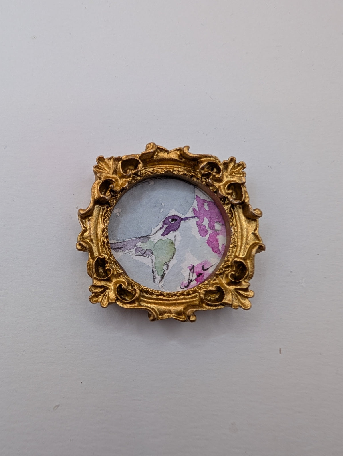 Mini Hummingbird Painting - Original Watercolor Art by Lora Cavallin