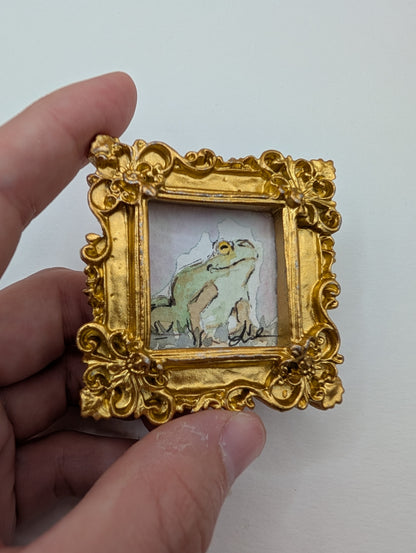Mini Frog Painting - Original Watercolor Art by Lora Cavallin