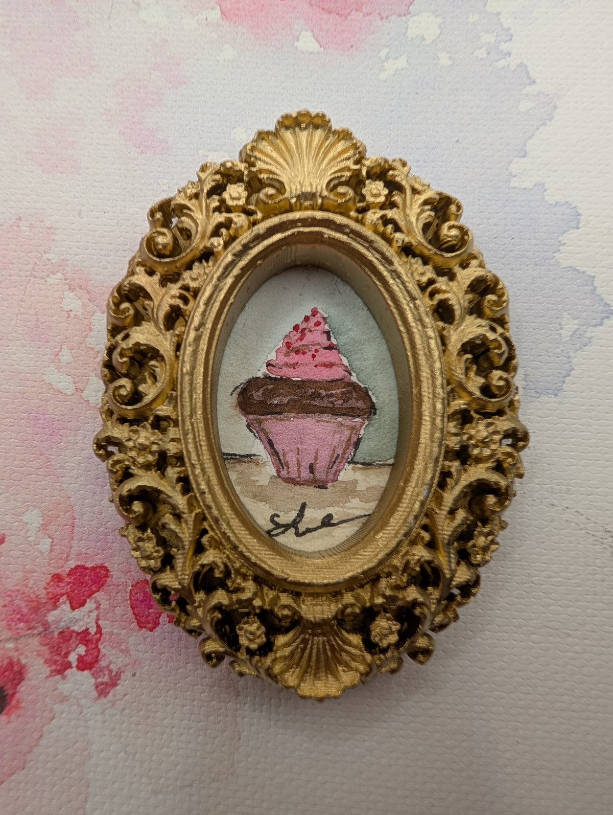 Mini Cupcake Painting - Original Watercolor Art by Lora Cavallin