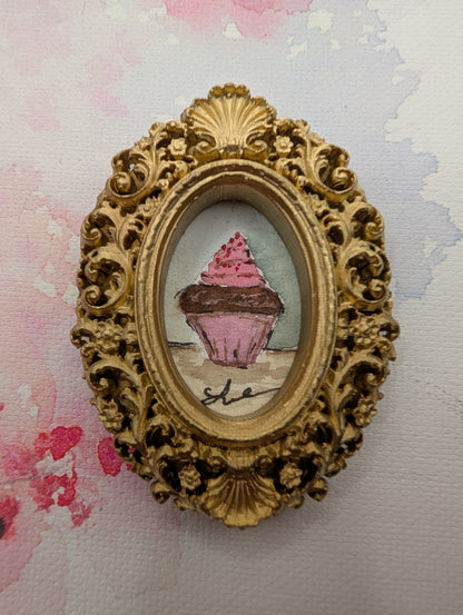 Mini Cupcake Painting - Original Watercolor Art by Lora Cavallin